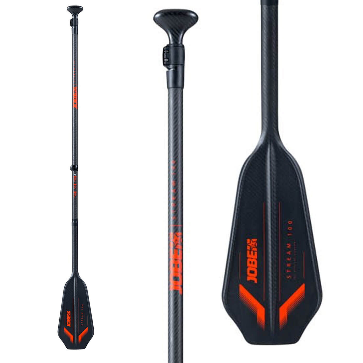 JOBE Stream Carbon 100 SUP Paddle - 3 Piece - Orange - 610g