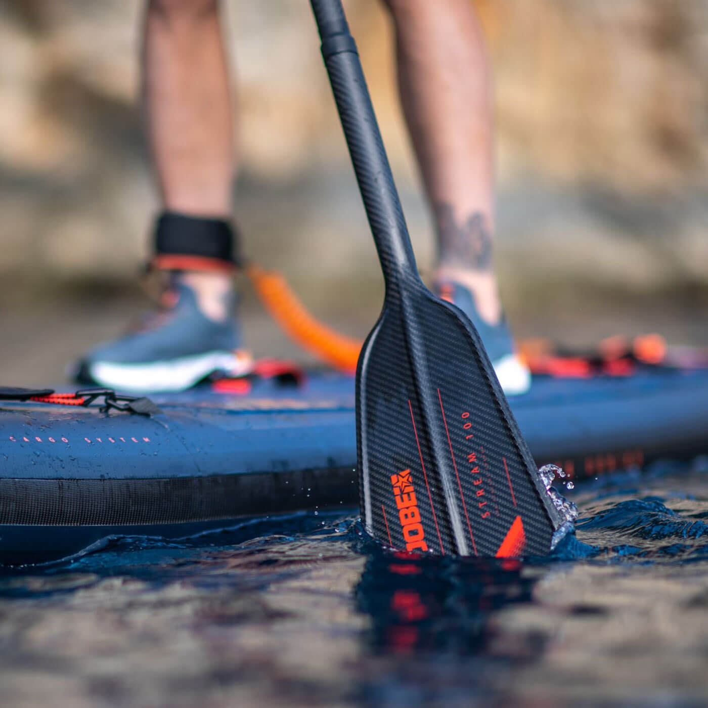 JOBE Stream Carbon 100 SUP Paddle - 3 Piece - Orange - 610g